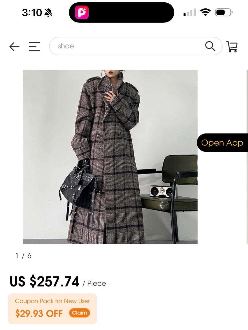 NWOT42% Wool Heavyweight Oversized Plaid Long Coat – Boutique Sample Fits S-L - Picture 16 of 16